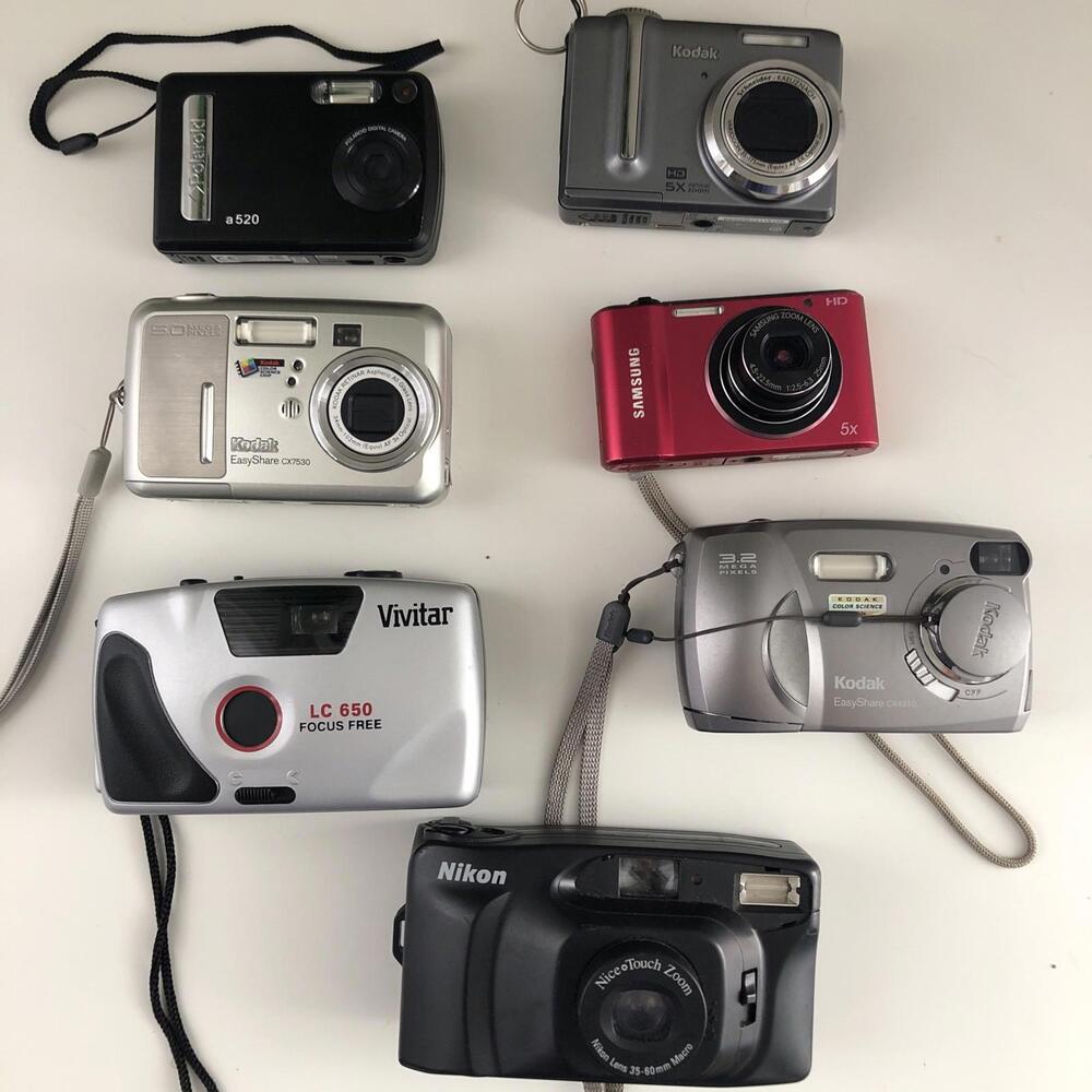 Untested Lot Of 7 Cameras /5 Digital/ 2 Film- AS IS - For Parts Or Repair P13